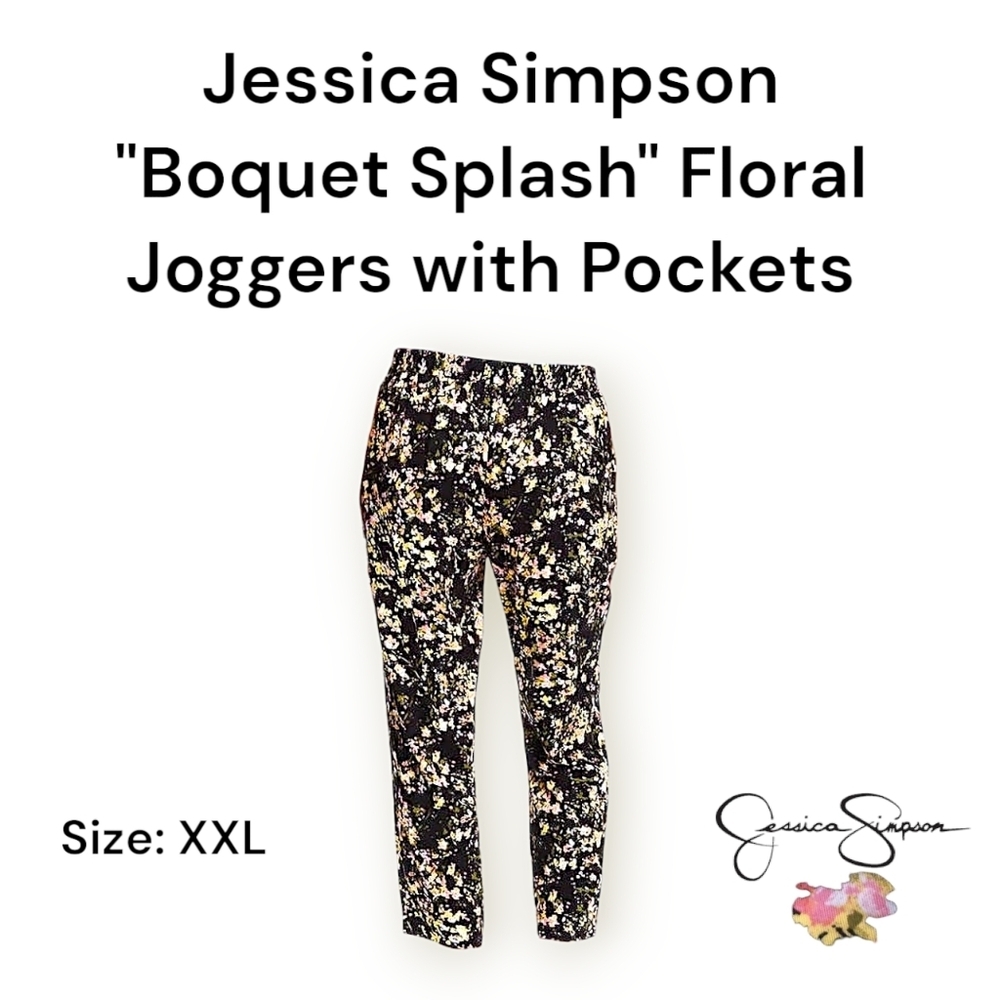 Jessica Simpson "Boquet Splash" Floral Joggers with Pockets​